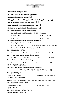 Kiểm tra chương II môn Số học 6
